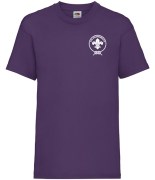 PURPLE T-SHIRT FRONT small left chest logo mock up